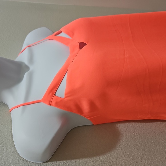 EXPRESS Blouse, Sz S, Neon Peach, Strappy, Polyester, NEW - Picture 3 of 10